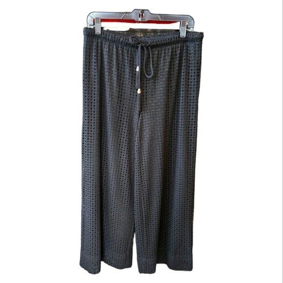 Chico's Black Perforated Drawstring Elastic Waist Lined Pants M - Picture 1 of 5